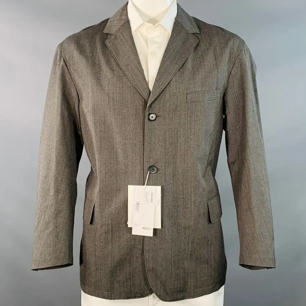 VISVIM Size L Yardbird Grey Wool Linen Notch Lapel Sport Coat